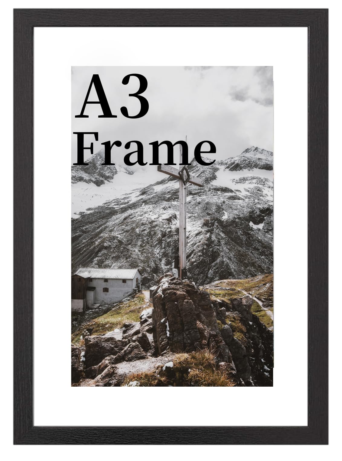 COMPOLICY A3 Picture Frame,frames black wooden,Clear Acrylic Glass 29.7x42cm photos Wall Mount,a3 picture frames black with snap frame, for Certificate poster,home and kitchen Photo Collage Display