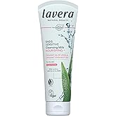 lavera Basis Sensitive Cleansing Milk - Facial Cleanser with Aloe Vera & Shea Butter for Soft Skin - Make Up Remover - Face Wash - PETA Certified - Vegan - Made in Germany - 4.3 Fl Oz