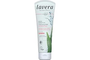 lavera Basis Sensitive Cleansing Milk - Facial Cleanser with Aloe Vera & Shea Butter for Soft Skin - Make Up Remover - Face Wash - PETA Certified - Vegan - Made in Germany - 4.3 Fl Oz