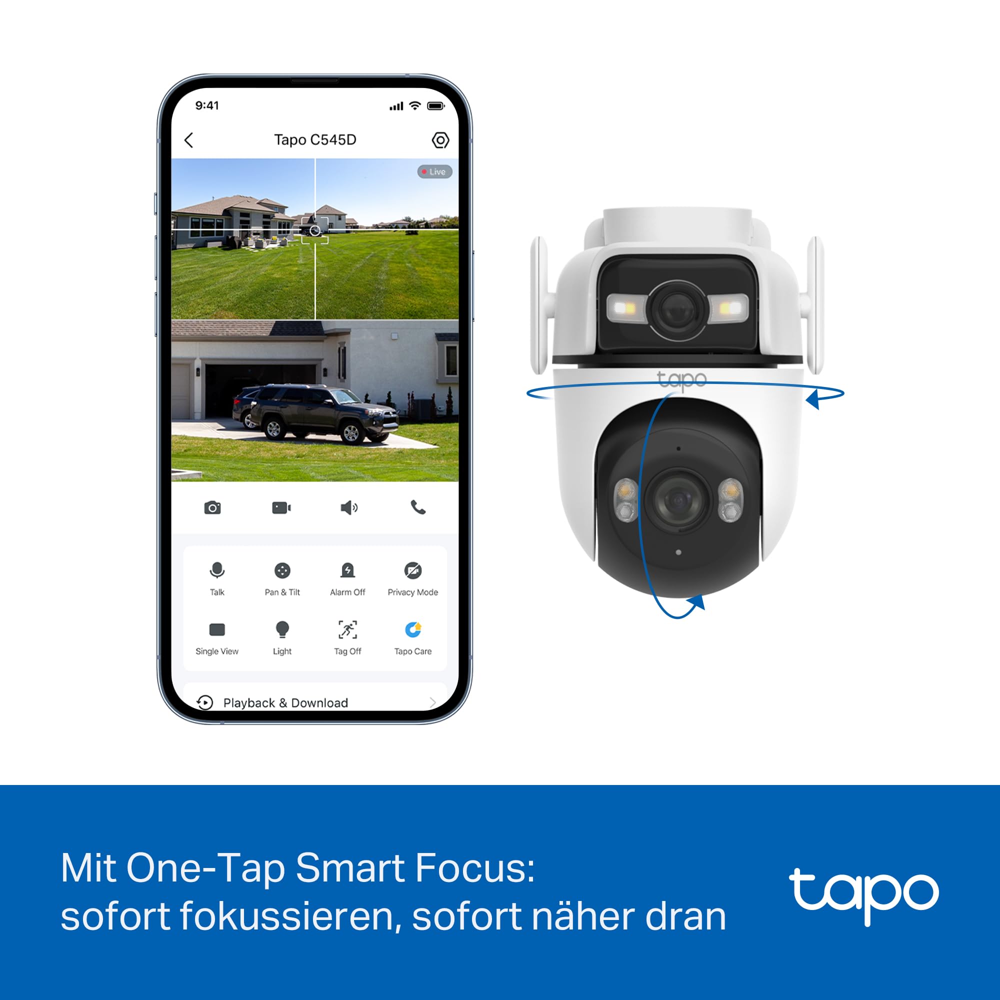 Tapo C545D Outdoor Überwachungskamera | 2K Dual-Objektiv | 165° Weitwinkel & 6mm Teleobjektiv | Smart Tracking | Gratis KI-Erkennung | 2,4GHz WLAN & Ethernet | Lokale MicroSD | IP66 8