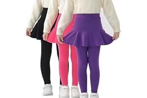 StyleSavvy Trendy Girls' Leggings with Skirt - 2 Pack of Cotton Ruffle Skirt Pants for Kids for 3-8 Years