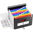 ABC life 12 Pockets Accordion File Organizer Expanding File Folders, Portable Letter A4 Size Filing Box, Plastic Monthly Bill Receipt Document Organizer, Expandable Accordian Folder with Colored Tabs