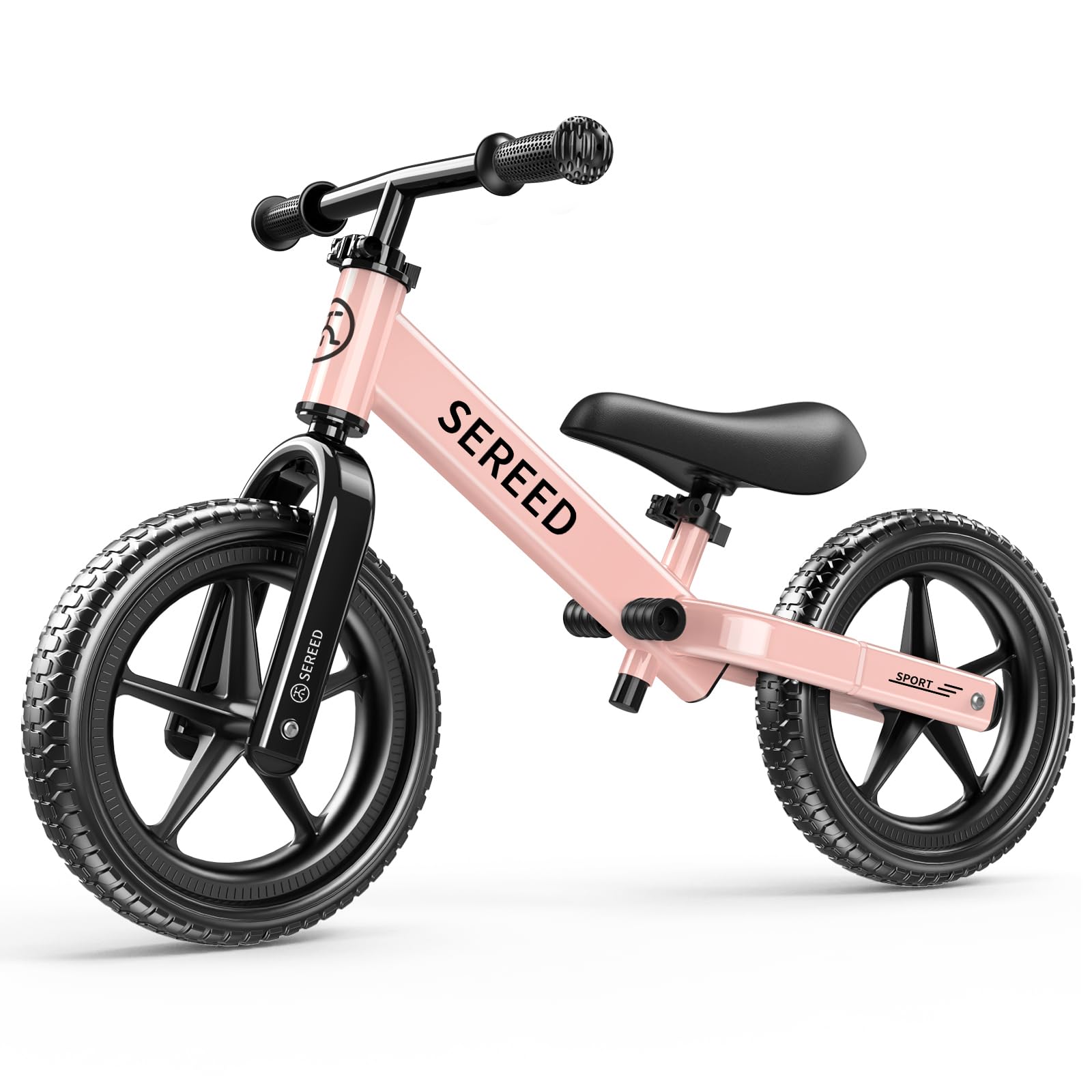 Photo 1 of SEREED Toddler Balance Bike 2 Year Old, No Pedal Kids Toy Bike for 2-5 Years Old, Tool-Free Adjustment, Gift for 2-3 Girls, Customize Plate with 3pcs Stickers (Pink)