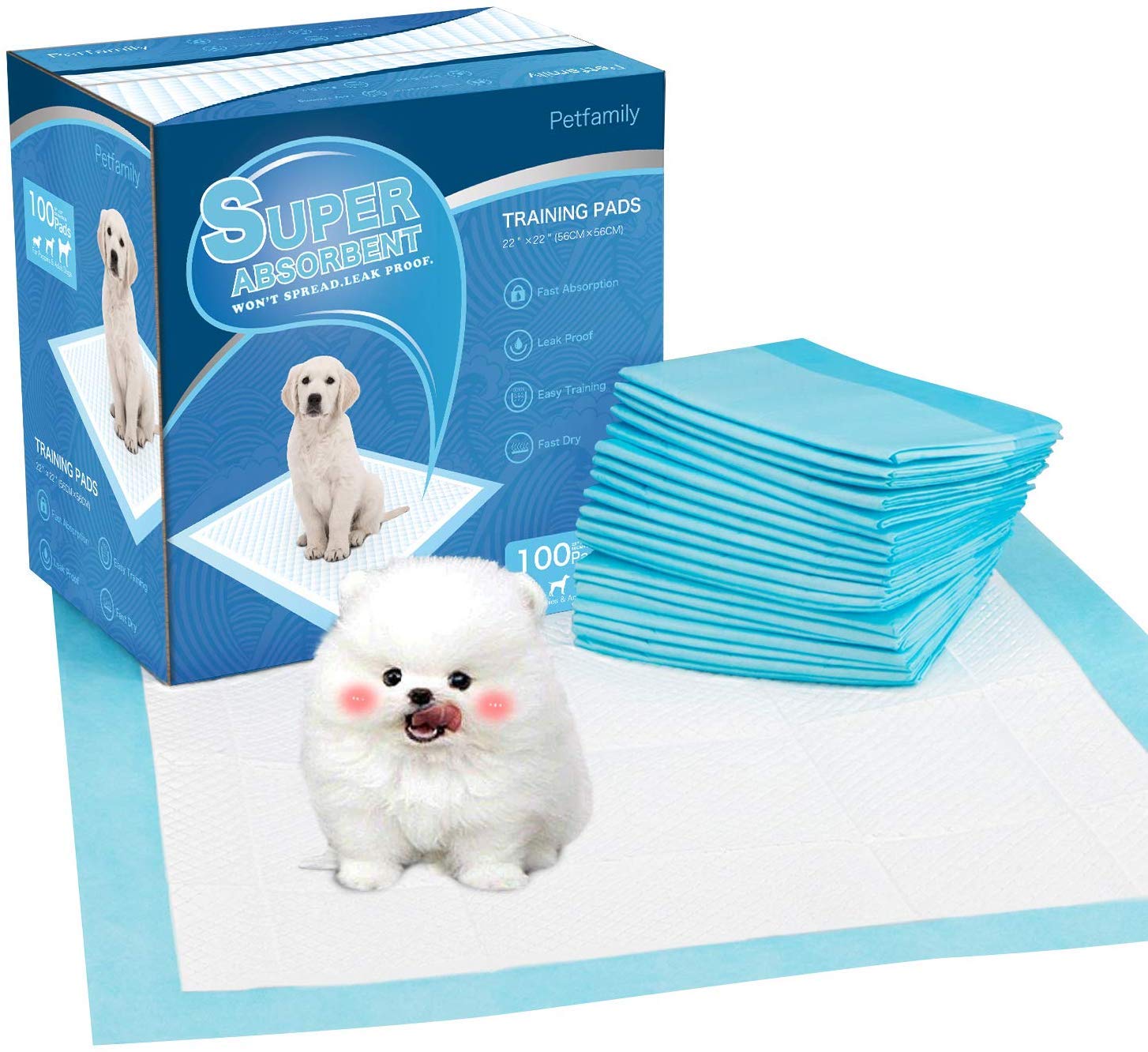 petphabet Absorbent Puppy Pads 100 pack Pet dog Training Pads small Dog Multilayer 100 counts (22*22 Inches)