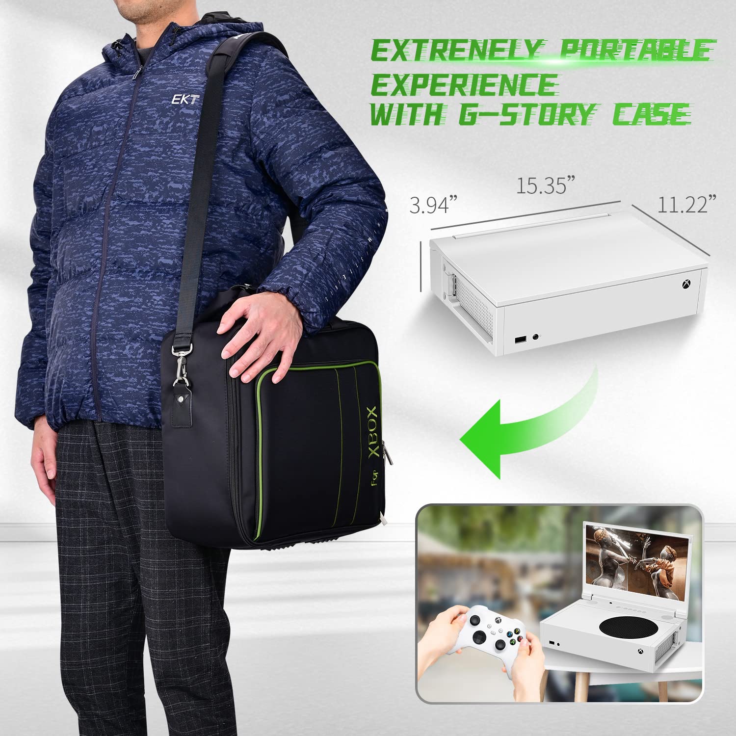 G-STORY 14‘’ Portable Monitor for Xbox Series S 4K Portable Gaming Monitor IPS Screen for Xbox Series S（not Included） with Two HDMI, HDR, Freesync Game Mode Travel Monitor (14inch&4K)