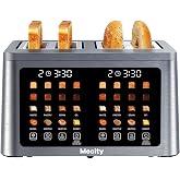 Mecity 4 Slice Toaster Wide Slot, Auto Lift Keep Warm Smart Toaster with Touch Screen, Dual Control Panel, Defrost, Auto Shut Off Digital Toasters for Bagel Muffin Waffle Gluten Free Breads1700W 120V