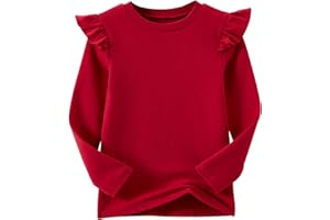 Niyage Girls Cotton Long Sleeve T-Shirt Toddler Comfort Soft Thick Basic Crewneck Tee Tops with Ruffles Trim