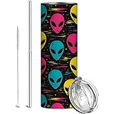 Firmiso 20 oz Tumbler | Insulated Stainless Steel Skinny Travel Mug for Men and Women | Coffee Cup for Hot & Cold Drinks, Christmas or Birthday Gifts, Galaxy Alien UFO Themed