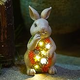 Nacome Solar Garden Outdoor Statues Bunny with Succulent and 7 LED Lights – Lawn Decor for Patio, Balcony, Yard Ornament - Chrismtas Gifts for Mom Grandma