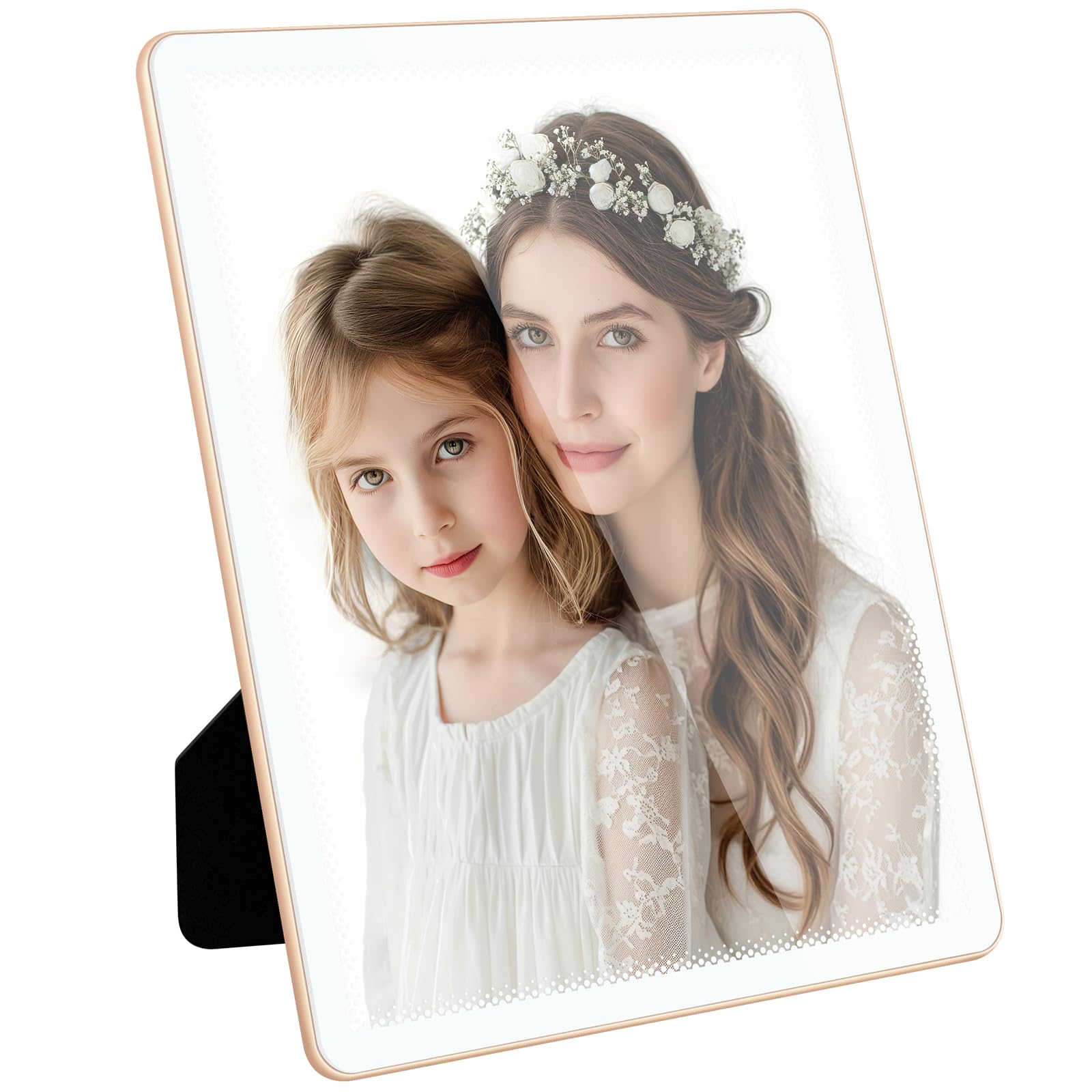 ASEEWO 8x10 Thin Picture Frame Gold Metal Border with White Glass Fit Vertical and Horizontal - 8x 10 Photo Frames Great for Tabletop and Wall Display (8x10, Gold+white)