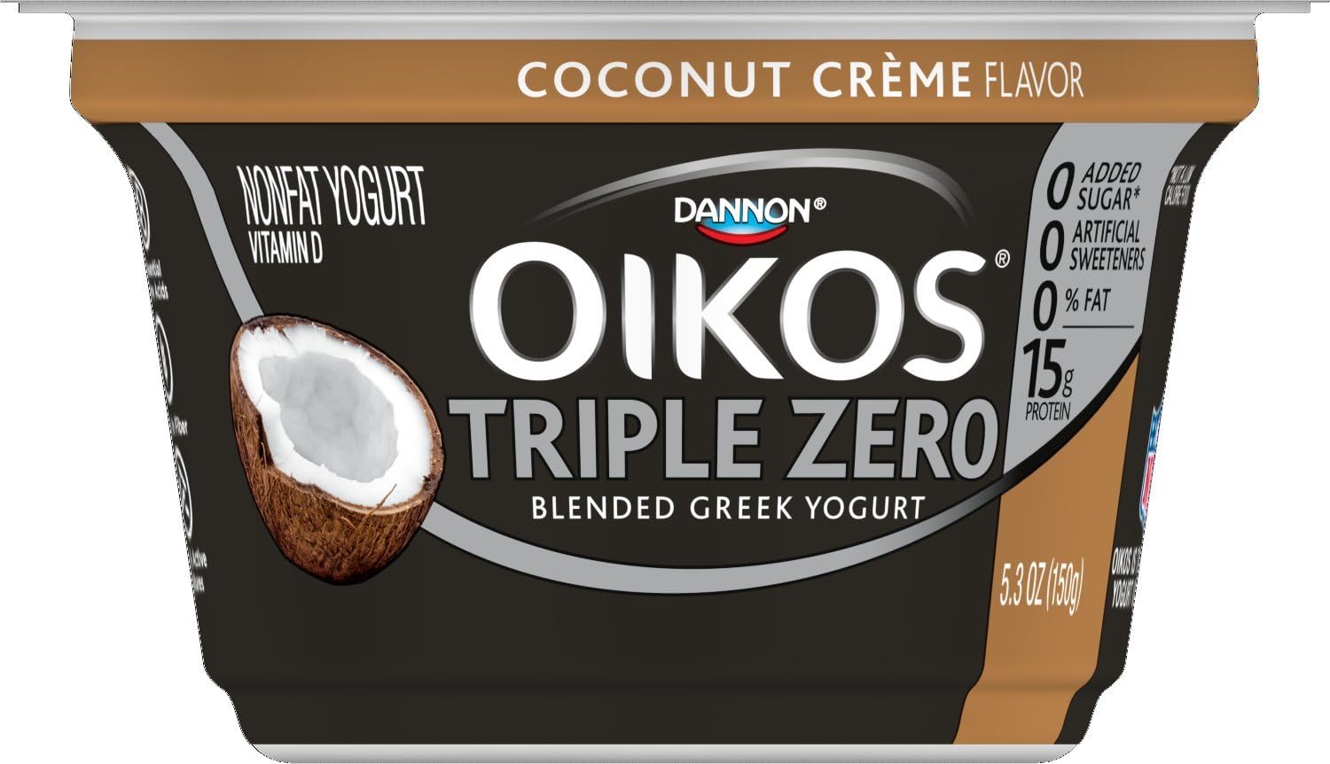 Oikos Triple Zero Greek Nonfat Yogurt, Coconut Crème, 5.3 oz.