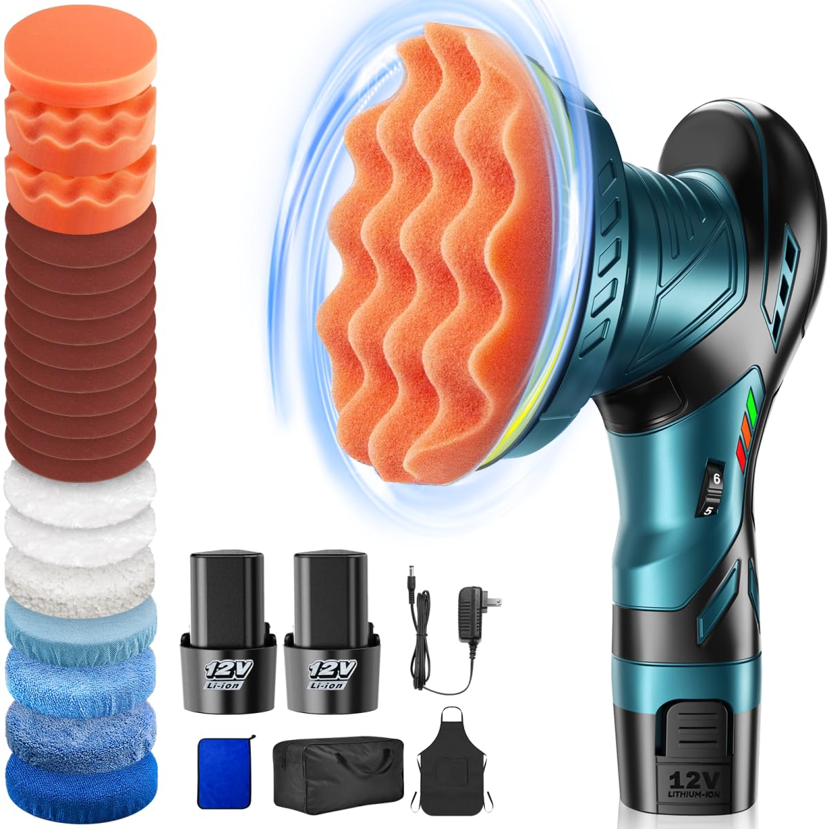 Photo 1 of Cordless Car Buffer Polisher Kit - 6 Inch Dual Action Random Polishing Wax Machine for Car Detailing,2Pcs 2000mah Batteries,6 Variable Speed 2500-5000RPM,Orbital Polisher for Car Boat Polishing Waxing