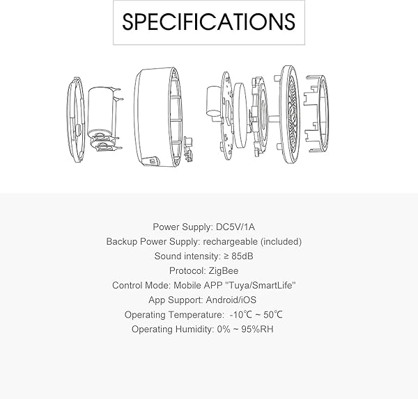 OWSOO Tuya Zigbee Sirene Alarmsensor Smart Alarm Sirene Ton und Licht Alarm Horn Home Security System Tuya Smart Life APP