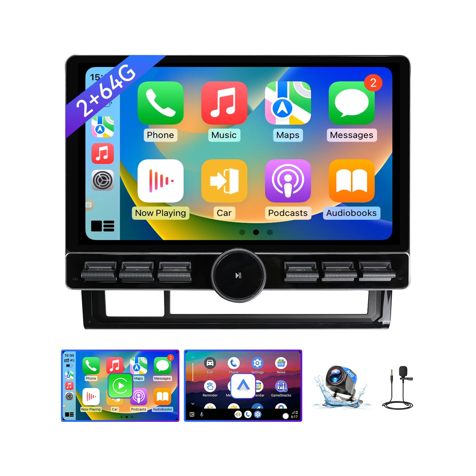 10 Inch Car Stereo Radio Compatible with Toyota Tacoma 2005-2015, Android 13 2+64G Wireless CarPlay Android Auto Car Radio Replacement with GPS/SWC/Backup Camera