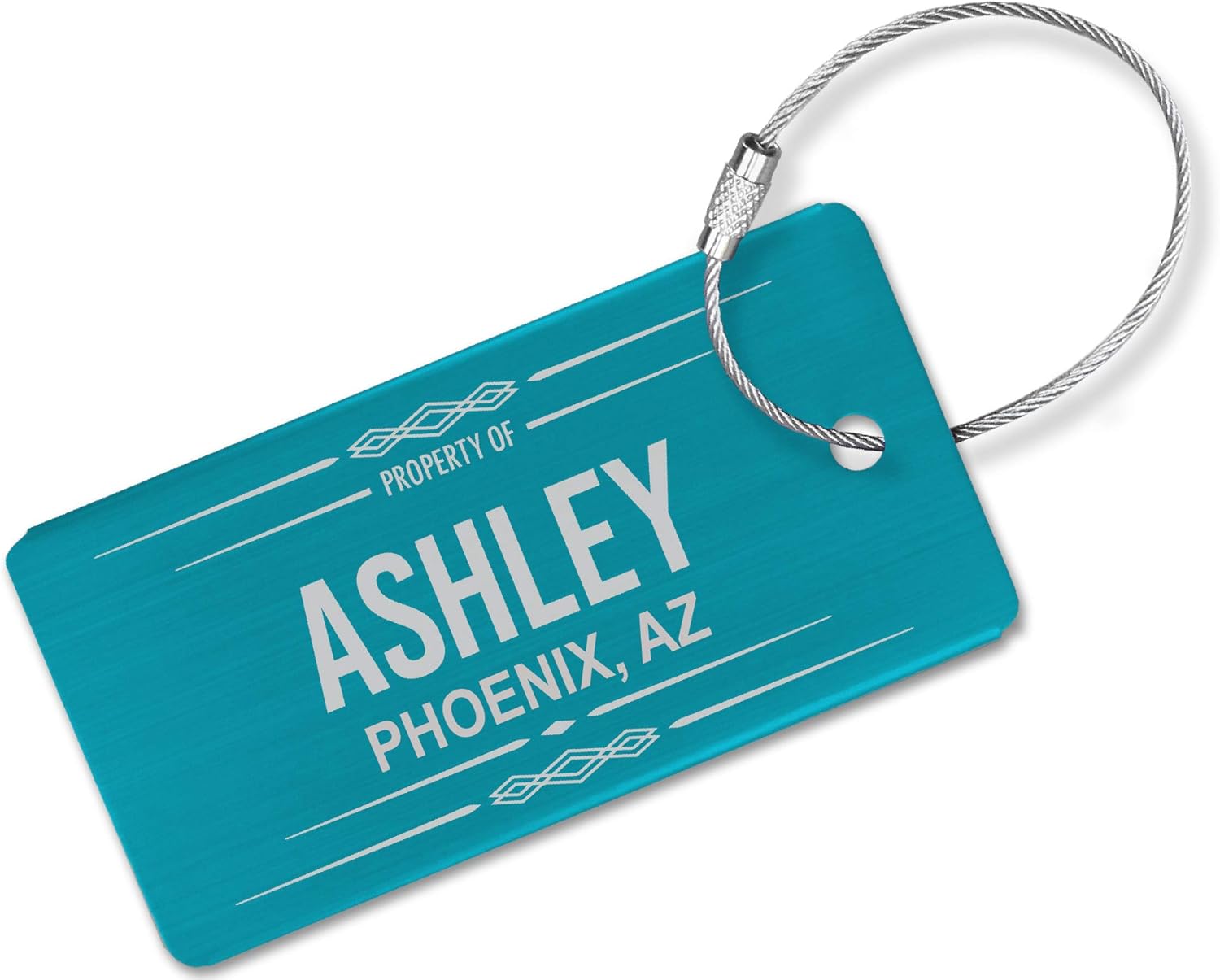 Customizable Teal Metal Luggage Tag