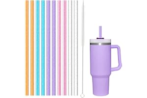 YOUCOX 10 Pack Replacement Straw for Stanley 40 oz 30 oz Cup Tumbler with handle, Color Glitter Reusable Straws with Cleaning Brush for Stanley Adventure Travel Tumbler Accessories, Dishwasher Safe
