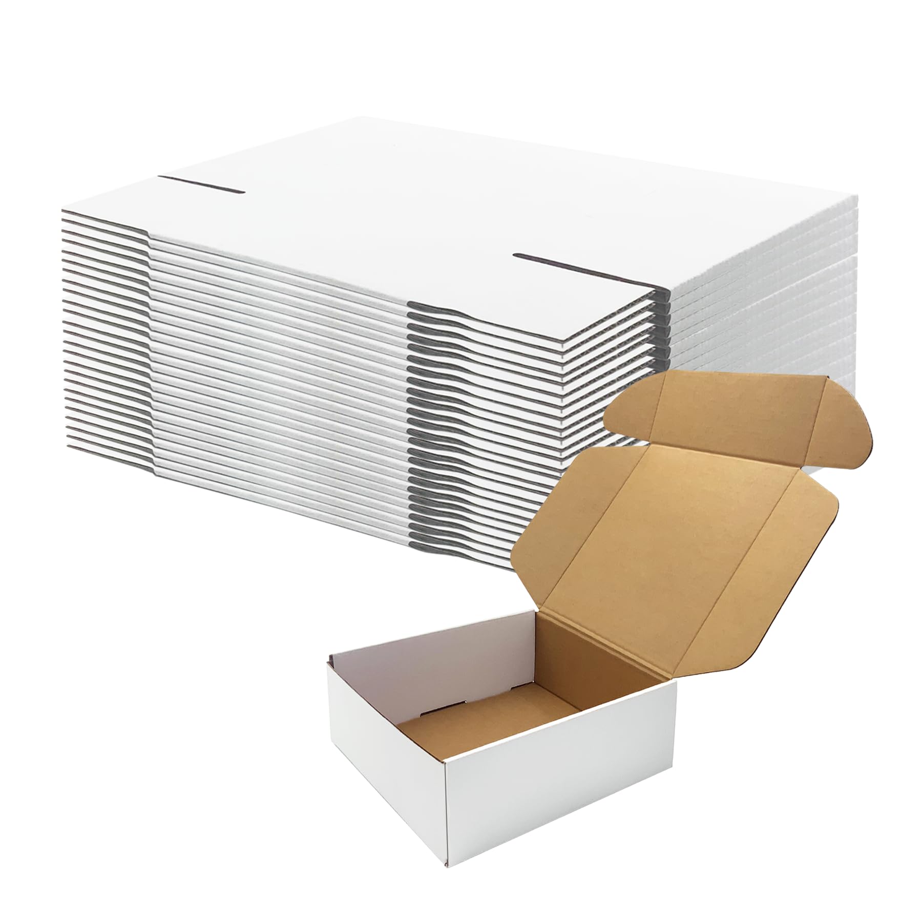 Photo 1 of 10x10x3 inch Shipping Boxes, White Corrugated Cardboard Box Literature Mailing Shipping Packaging Recyclable Storage Boxes and Craft Gifts Giving Products Business White Box Set of 25 (10''x10''x3'')