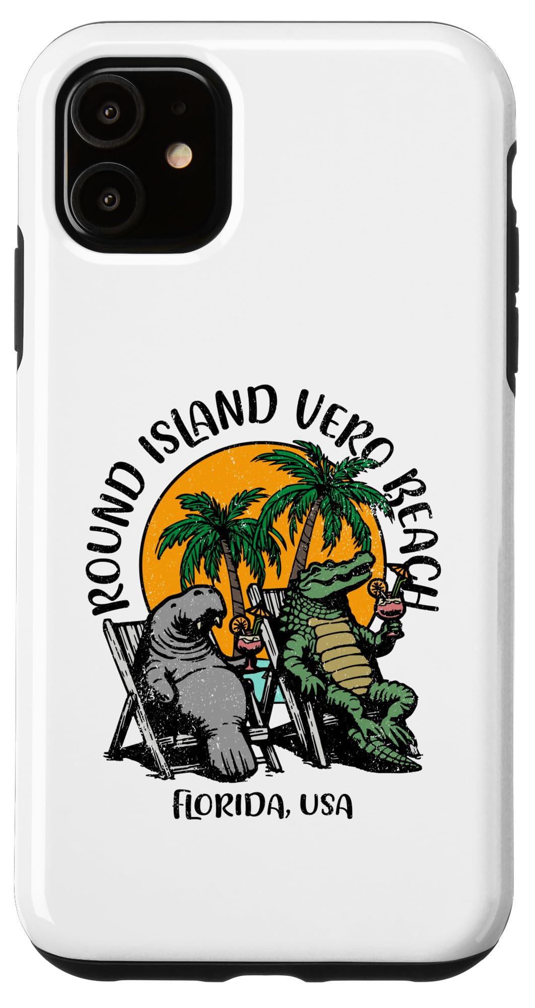 Round Island Vero Beach Florida USA Manatee Alligator Design Case for iPhone 11