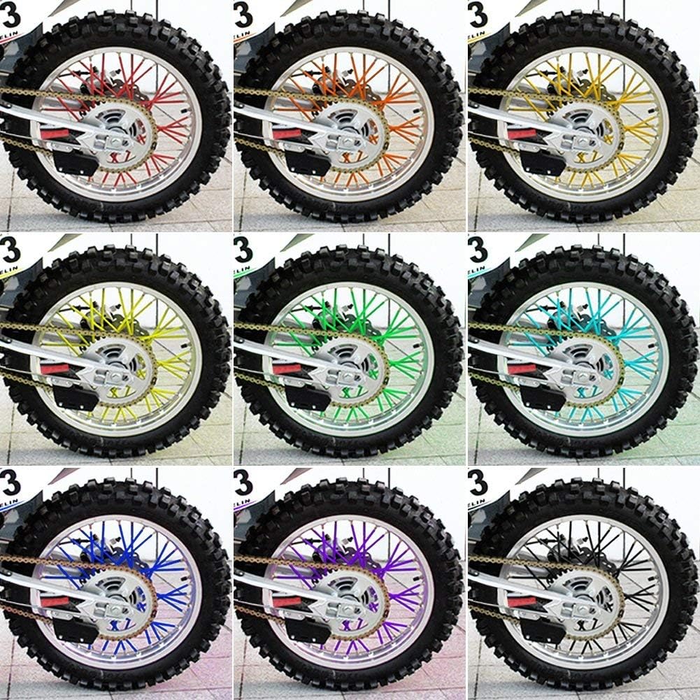 10 Couleurs Couleur Bleu 36pcs Couvres Rayons Moto Spokes Skins Set Protections Universelles Pour Roues Et