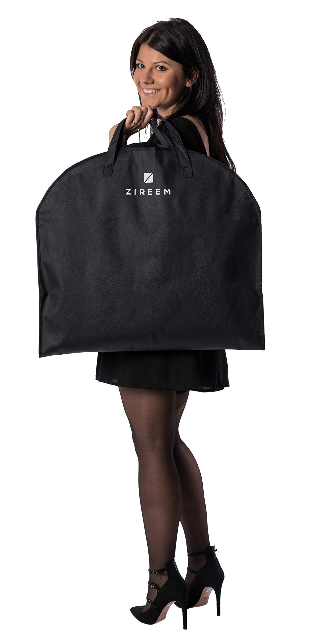Zireem Kleidersack inkl. kostenlosem Schuhbeutel | Premium Stabil Anzugtasche | Kleiderhülle | Atmungsaktiv | Hochwertiger Anzugsack | Schwarz | 110 × 60 cm |