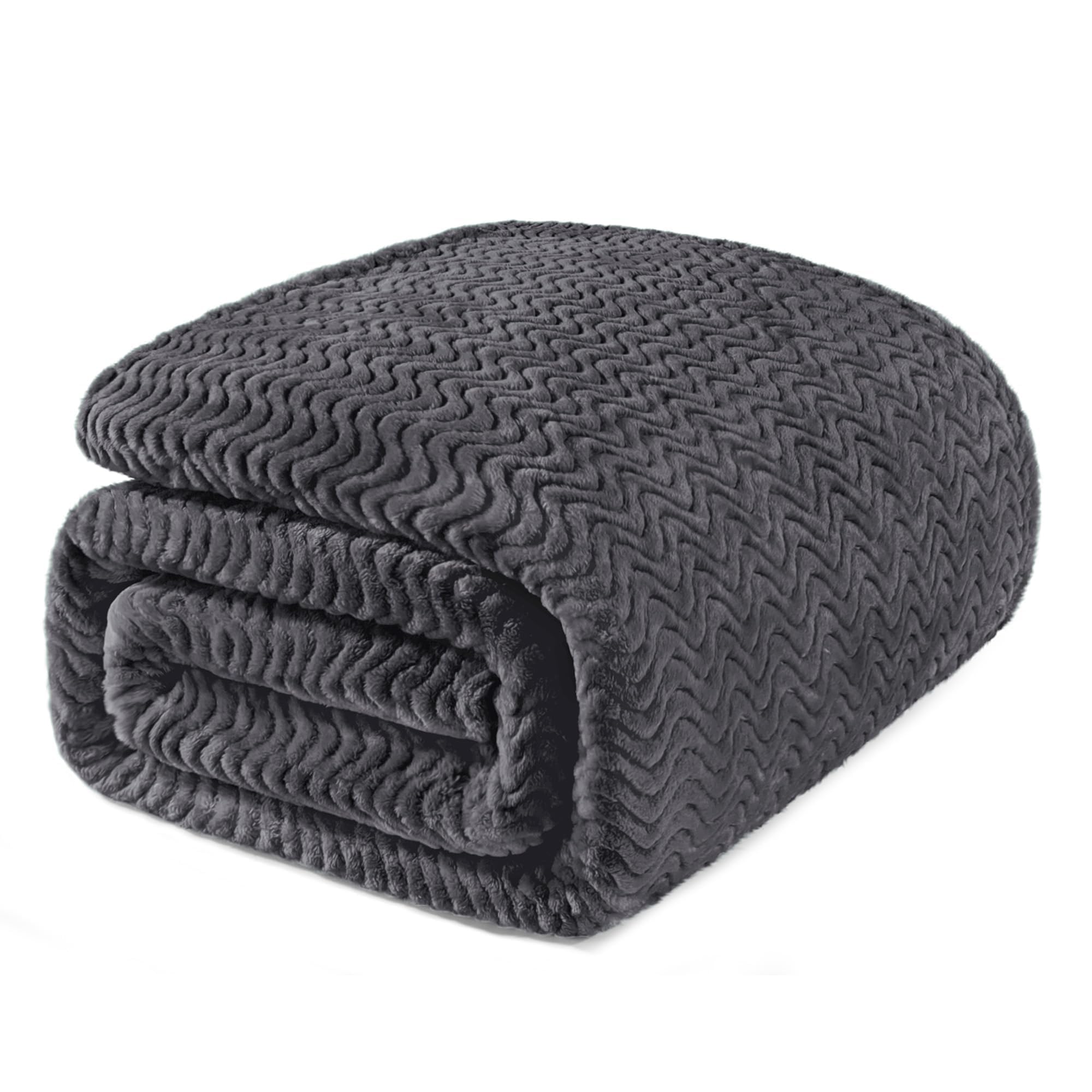 Exclusivo Mezcla Double Size Fleece Blanket for Bed, 230x168 CM Cozy Lightweight Blankets for All Season, Decorative Giftable Fuzzy Plush Wave Textured Suitable for Women, Men, Dark Grey
