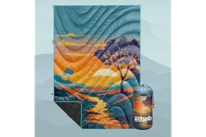 zzlamb Camping Blanket, Lightweight Cloak Puffy Down Alternative Travel Blanket, Portable & Windproof Warm Outdoor Blanket, Cozy Quilt Plane Car Picnic Hammock Beach Backpacking, 52x75in