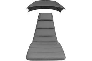 Hi_friend Weatherproof Replacement Cushion Pad and Umbrella for Hanging Lounge Chair Outdoor Chaise Hanging Hammock Chair - L