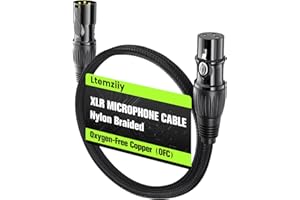 Ltemziiy XLR Cable 6ft, Male to Female XLR to XLR Balanced Microphone Cable, Gold-Plated 3-Pin, Oxygen-Free Copper (OFC), Shi