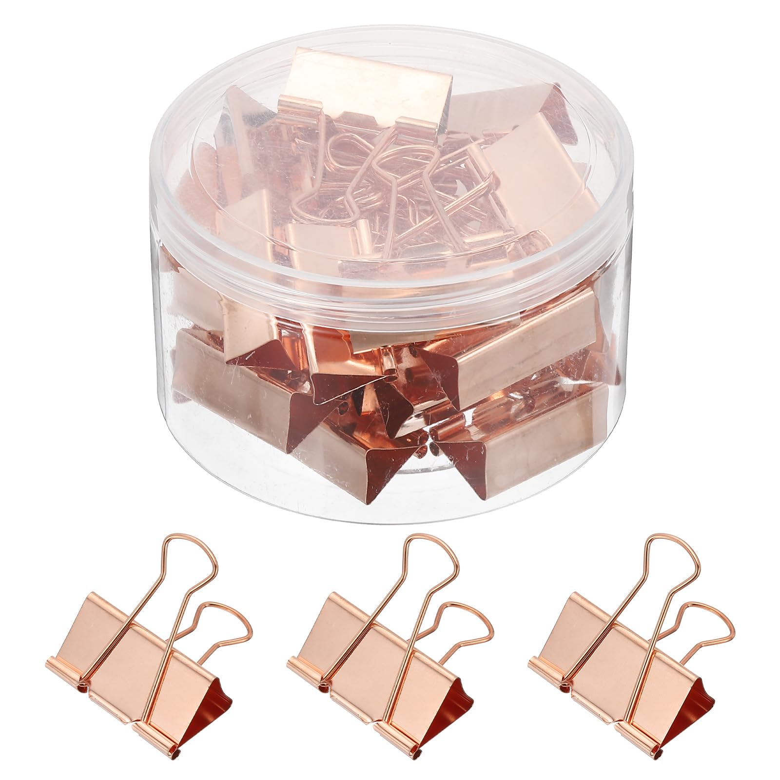 PATIKIL Large Binder Clips, 24 Pcs Metal Paper Binder Clip Clamp Office Clips with Plastic Box for Paper Home Office Supplies, Rose Gold, 2.5 x 1.6 Inch