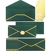 Business Envelopes with V-Flap,Gold Border 30 Pack #10 Envelopes Made of 150gsm Paper, Standard Envelopes with Gold Stickers for Office, Checks, Letter Mailing,9.45 x 4.13 Inches (Christmas Green)