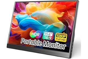 WCV Portable Monitor 15.6 Inch 1080P USB-C HDMI Ultra-Slim Travel Monitor with Kickstand, Compatible with Xbox, Laptop, PC, Mac Phone, PS, Swich IPS Ultra-Thin Zero Frame Gaming Monitor