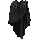 PULI Womens Large Cross Front Poncho Sweater Wrap Topper Knitted Elegant Shawls Cape for Fall Winter