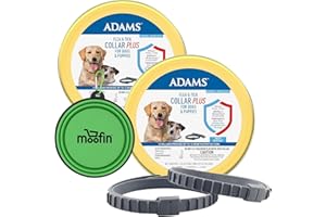 Flea & Tick Collar Plus for Dogs, 1.94 Oz, 12-Month Protection, Adjustable Fit, Flea & Tick Collar for Dogs Bundle with Moofin Silicon Pet Bowl, Kills & Repels Pests, One Size Fits All [2-Pack]