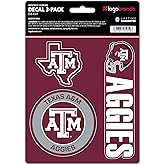 Texas A&M Aggies NCAA Team Logo Vinyl Stickers–Officially Licensed Texas A&M University 3 Pack Heavy Duty Decals for Indoor or Outdoor–Use for Laptops, Coolers & Notebooks–Show Your Aggie Pride