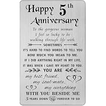 Amazon.com : TANWIH 5th Anniversary Card for Wife - 5 Years Down ...
