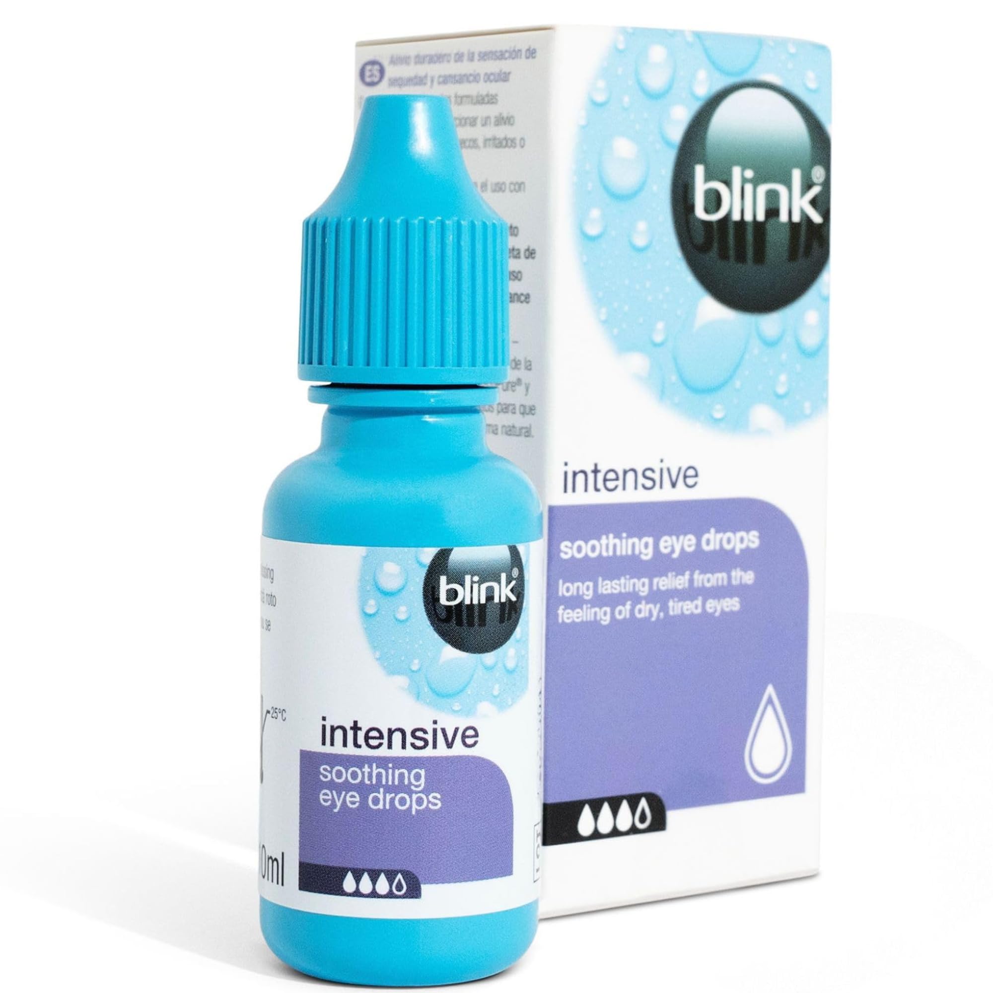 Blink Intensive Soothing Eye Drops for Dry Eyes - Instant and Long-Lasting Lubricating Eye Drops for Tired Eyes with Hyaluronic Acid, Suitable for Contact Lens Wearers, 10 ml