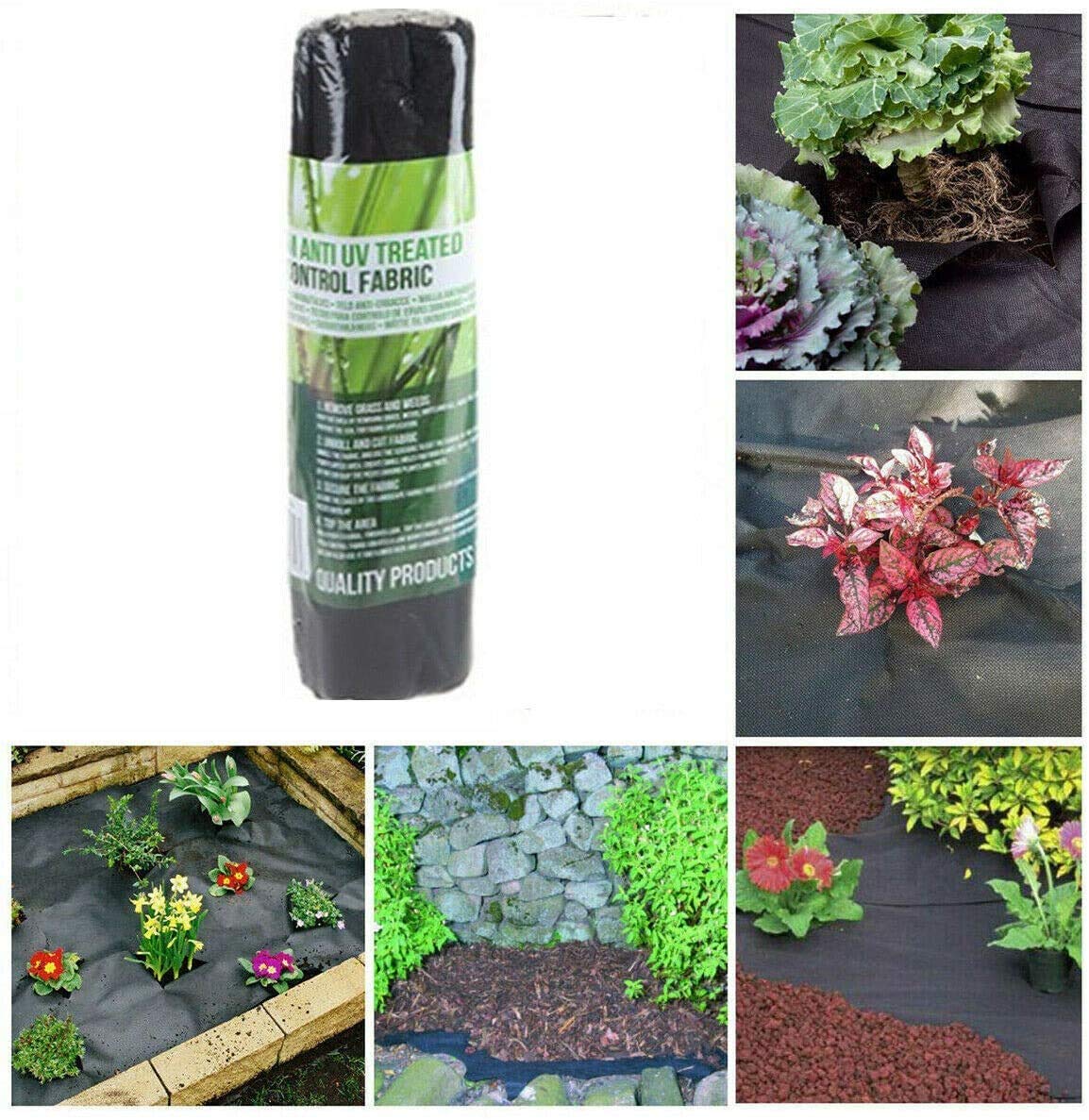 Roots & ShootsAnti UV Treated Weed Control Fabric Black Ground Cover Gardening Tool 1m x 5m