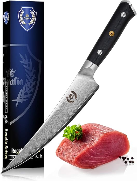 Boning/Fillet Knife: Best Quality Professional Japanese 6 Inch Razor Sharp AUS10 Premium High Carbon 67 Layer Damascus Stainless Super Steel Full Tang Chef&rsquo;s knives w/G-10 Handle By Regalia Knives