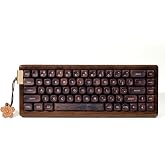 XVX MU68 Wooden Keyboard,Wireless RGB Mechanical Gaming Keyboard | Walnut Wood Case,BT/2.4G/USB-C,RGB Backlit Tray‑mount Hot-swap Keyboard with PBT Dye-Sub Keycaps for Retro Desk Setups