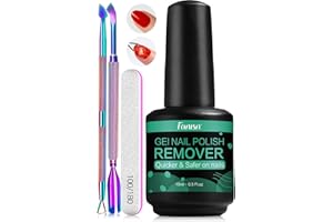 FANISN Gel Nail Polish Remover with Tools, 15ml (0.5 fl oz) - Acetone-Free, Quick Removal in 2-5 min, No Foil Soaking Needed, Safe for Natural Nails，Home DIY Use