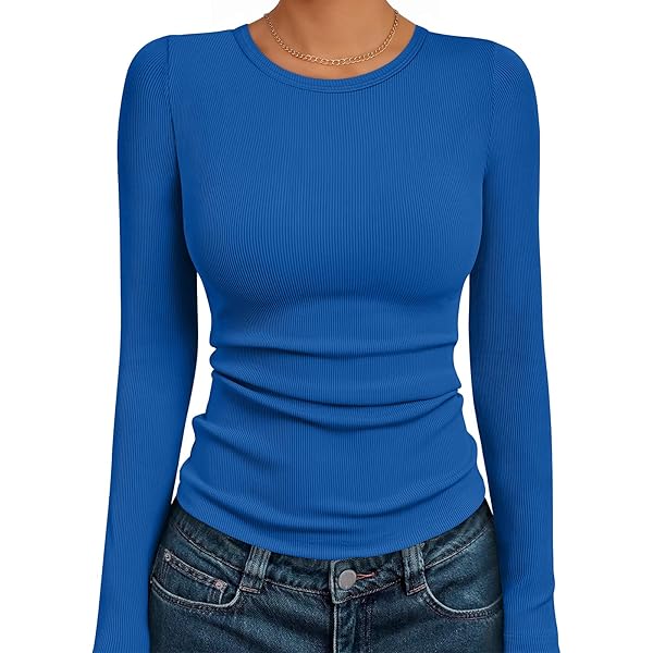 Camiseta De Algodón Básica Con Cuello Redondo - Verde Azulado - Mujer