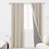 Deconovo Full Blackout Curtains Thermal Insulated 52x90 Inch Pair Linen view 3