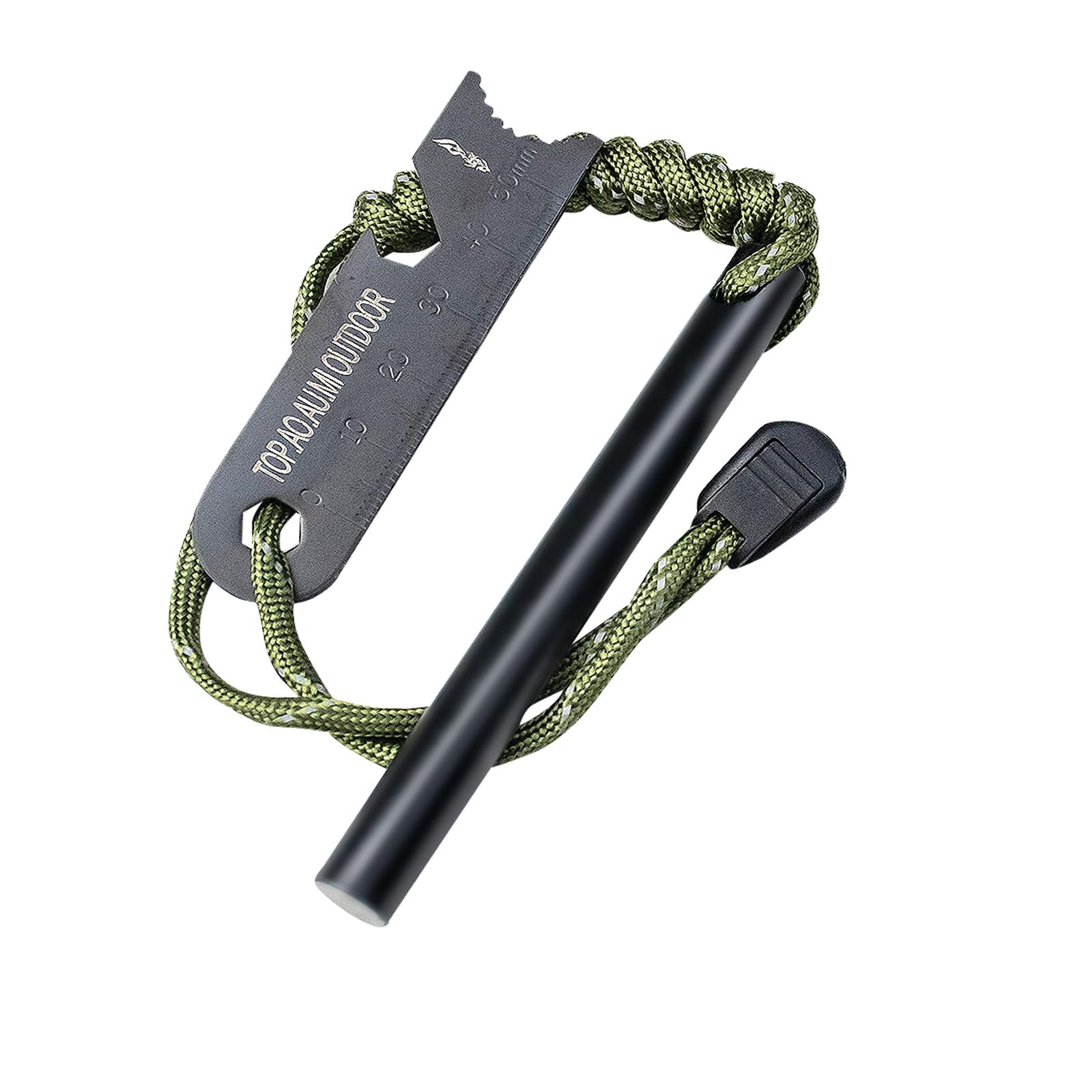 Survival Tool Fire Starter,Ferro Rod Fire Starter Kit & Backpacking Multitool,Flint and Steel,Fire starter Survival,Fire Steel (Green-Fire-GR, Length:3.15"(8cm). Diameter: 1/3"(8mm))