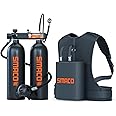 SMACO Mini Scuba Tank 3.8L Scuba Diving Tank (Assembled by Two 1.9L Cylinders) for Shallow Water Diving Support 30-45 Minutes Breath Portable Scuba Tank Kit for Diving Entertainment/Underwater Work