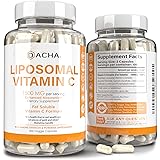 Natural Liposomal Vitamin C - 200 Capsules, 1500mg, Immune System & Collagen Booster, High Absorption Fat Soluble VIT C, Buff