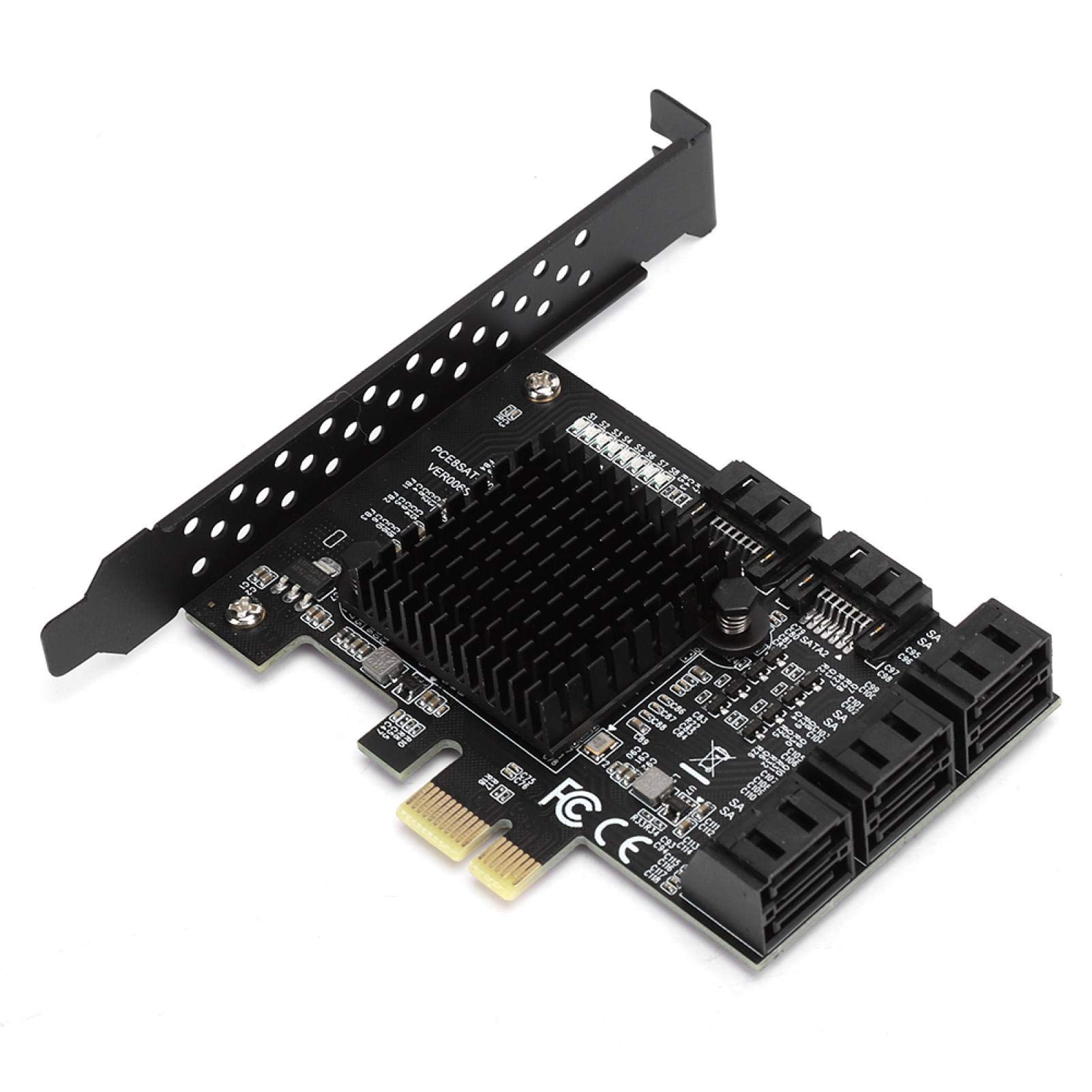 Heayzoki 8 Ports PCI-E to SATA 3.0 Card,PCI Express PCI-e Expansion Card,PCI-E to SATA3.0 Controller Expansion Board,for Windows 7/8/XP/10,with Driver Disc,Semi-High Baffle