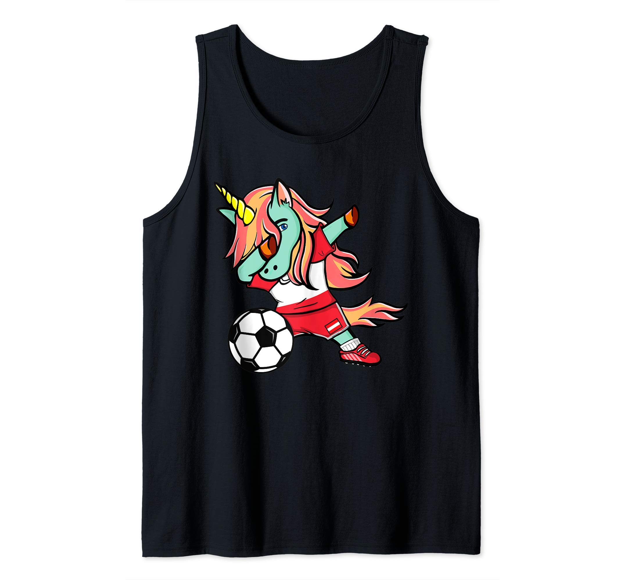 Dabbing Unicorn Austria Football - Austrian Flag Soccer Tank Top