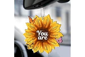 LUVINGRACE Sunflower Gifts for Women - Sunflower Car Rearview Mirror Hanging Accessories - Birthday, Christian Gifts for Women - Christmas Ornament & Car Hanging Decoration