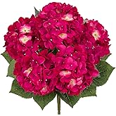 Hollyone Rose Red Hydrangea Artificial Flowers Large Artificial Hydrangeas Silk Flowers for Home Decor Indoor Wedding Flowers Bouquets Faux Flowers Kitchen Centerpiece Table Decorations
