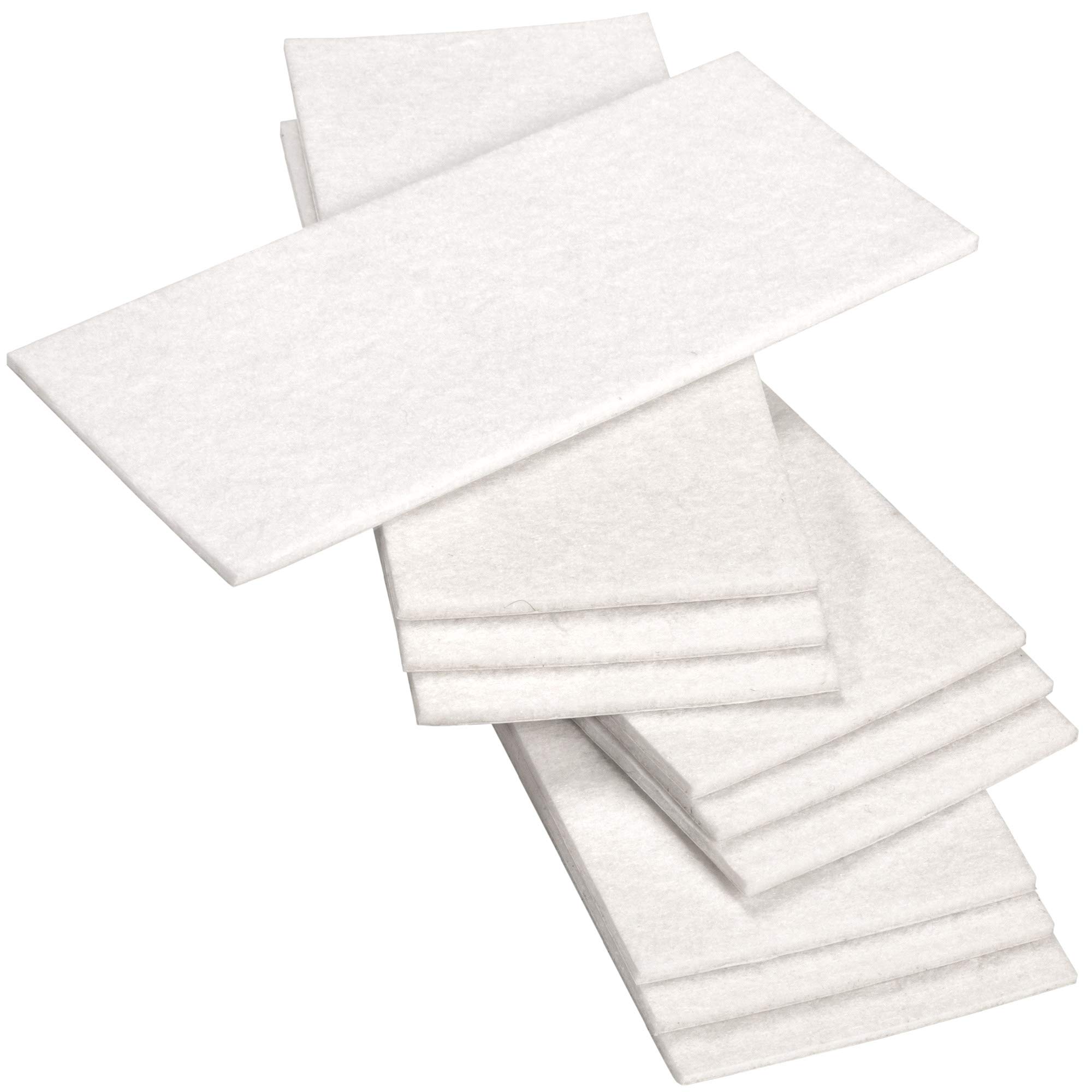 Adsamm® / 10 x self-adhesive Felt Sheets/White / 3.15x7.09'' (80x180 mm) / rectangular / 0.138'' / 3.5 mm thick stick-on furniture felt glides/Furniture & Chair Glides
